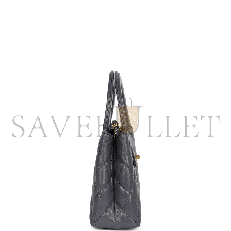 CHANEL MASTER GREY QUILTED AGED CALFSKIN MINI KELLY BRUSHED GOLD HARDWARE AS4416 (19*13*7cm)
